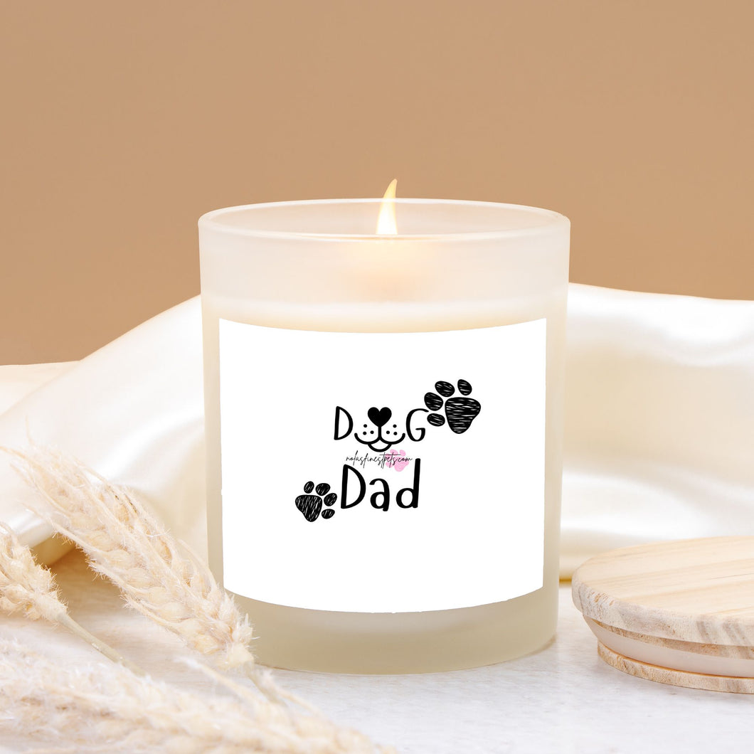 Dog Dad Clean Burning Candle Frosted Glass