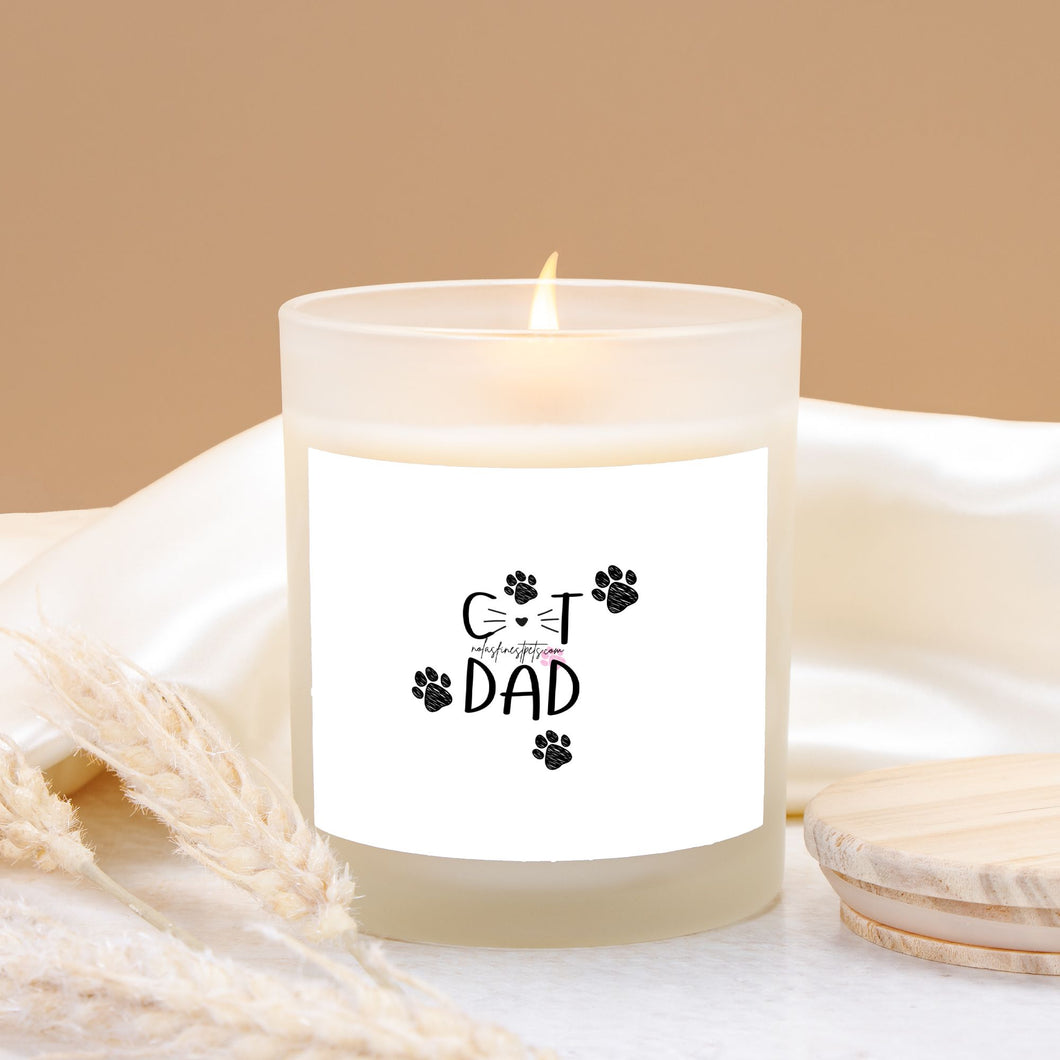 Cat Dad Clean Burning Candle Frosted Glass