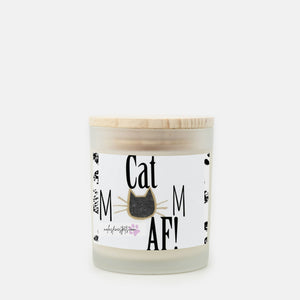 Cat Mom AF Candle Frosted Glass (Hand Poured 11 oz)